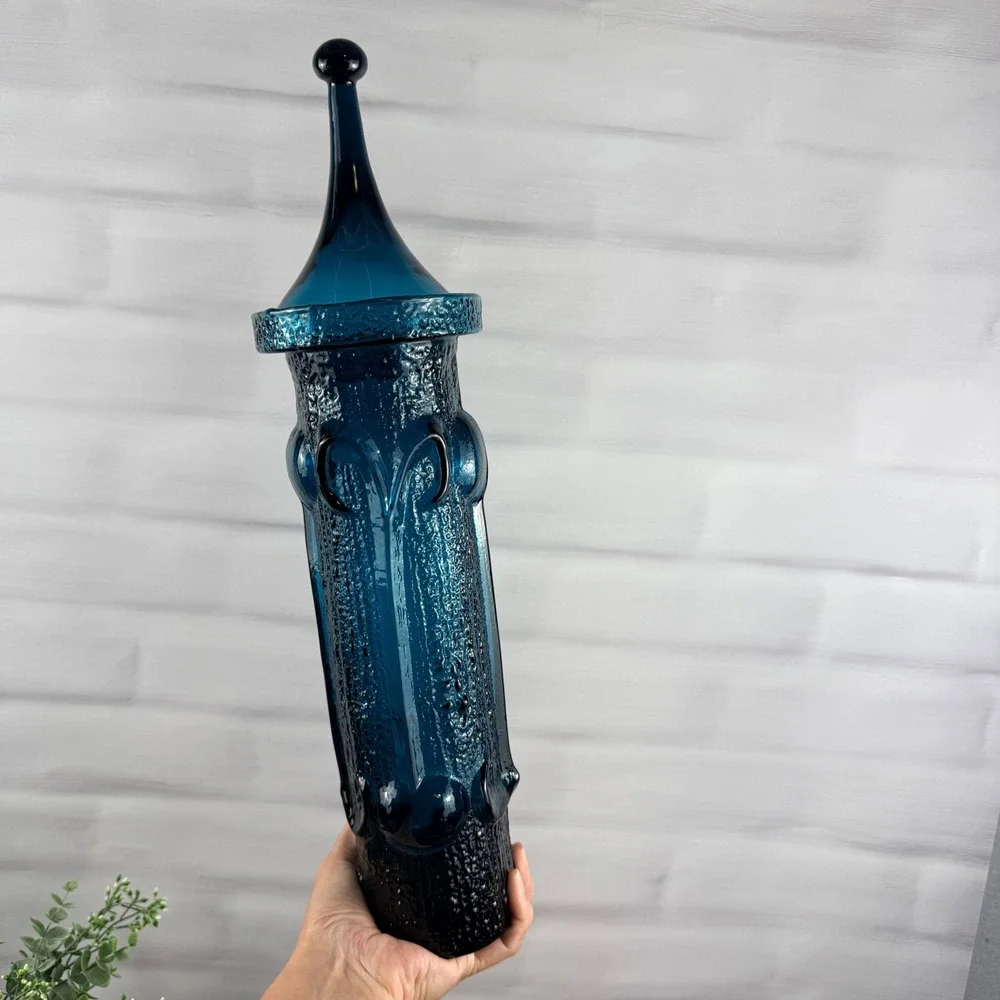 Wayne Husted Stelvia Antiqua Large Blue Glass Apothecary Jar Italy 1960s